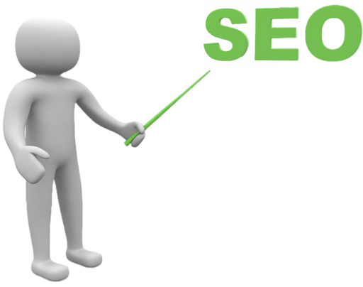 IMAGE - Instructor with pointer gesturing towards the letters SEO ( Search Engine Optimization ) in an effort to pander to Google, Bing and other Search Engines